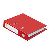 istock Red folder binder lying on the table 1362888889
