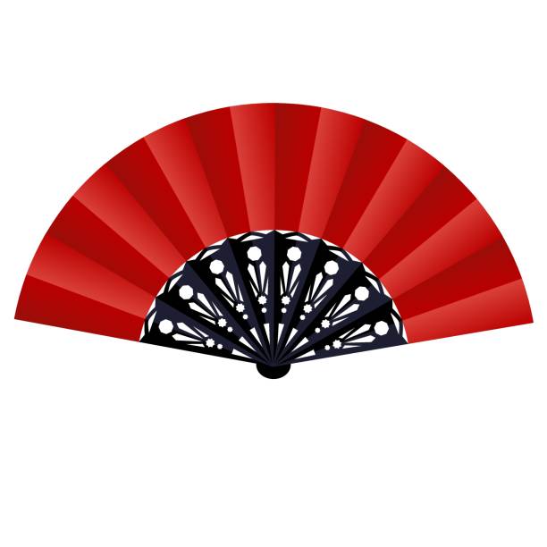 red folding vector fan vector art illustration