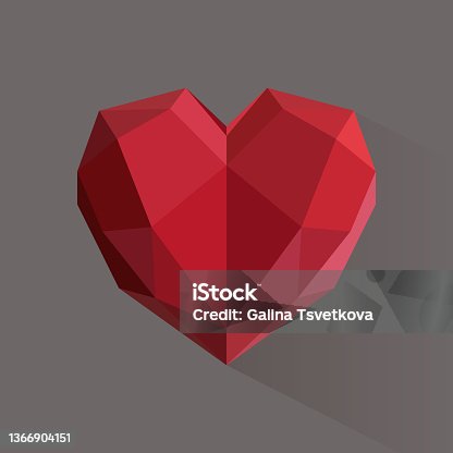 istock Red geometric heart for Valentine's day illustration isolated on grey background 1366904151