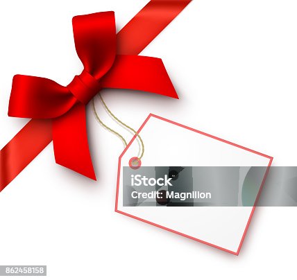 istock Red Gift Bow with Tag 862458158