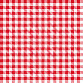 Red color gingham cloth fabric seamless pattern.