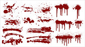 Stained and red grunge brushes on white background isolated