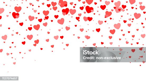 istock Red Heart halftone Valentine`s day background. Red hearts on white. Vector illustration 1127074657
