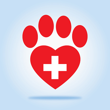 Red Heart Paw Print Cross Icon