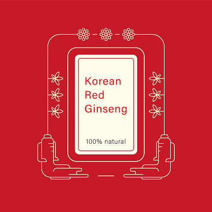 赤い韓国語または中国高麗人参のルート ロゴ チョウセンニンジンのベクターアート素材や画像を多数ご用意 Istock