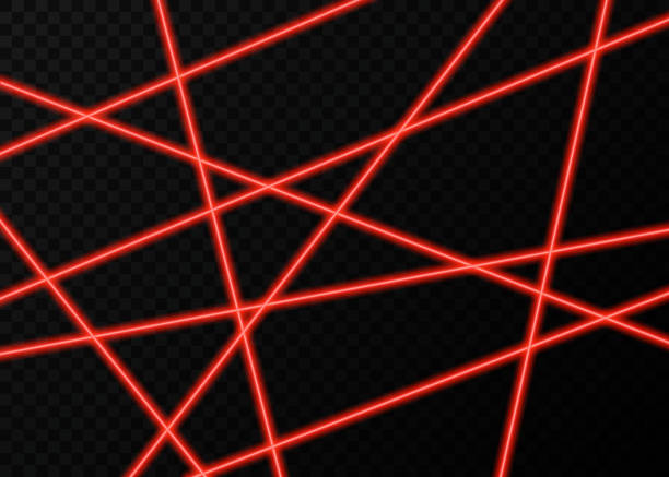 ilustrações de stock, clip art, desenhos animados e ícones de red laser beams with  flashes of  lights  on black  background. - blood bar
