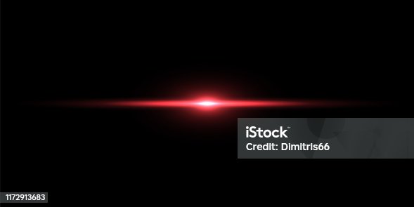 istock Red light beam on black background 1172913683