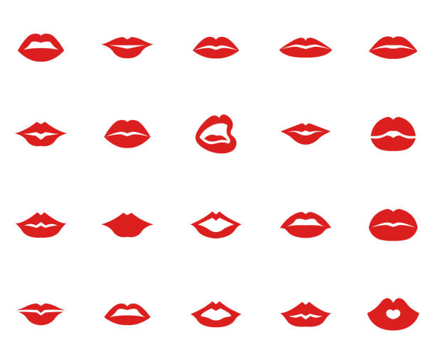rote lippen sammlungssatz - lippen stock-grafiken, -clipart, -cartoons und -symbole