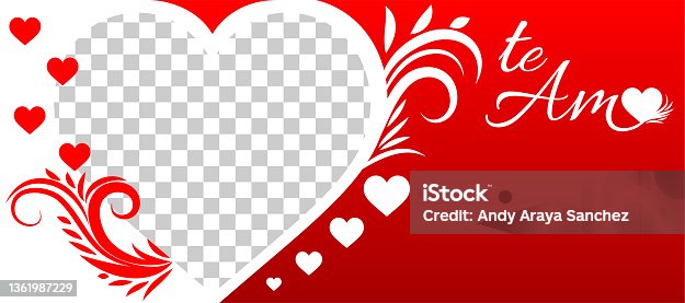 istock Red Love Banner for Love and Valentines Day with Phrase Te Amo 1361987229