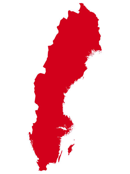 bildbanksillustrationer, clip art samt tecknat material och ikoner med röd karta över det europeiska sverige landet - sweden map