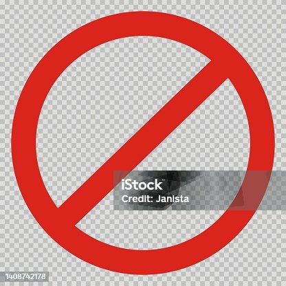 istock Red no sign, circle frame on checkered background 1408742178