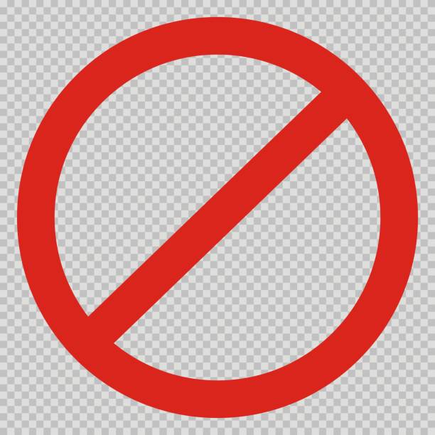 Red no sign, circle frame on checkered background Red no sign isolated on transparent background. Vector blank ban. Stop sign icon. Red warning isolated. Red no entry sign. Red no symbol. EPS 10 chess borders stock illustrations
