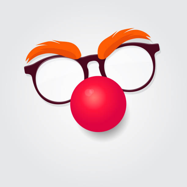Red nose day. Carnival goggles with a red nose Red nose day. Carnival goggles with a red nose. Design element for  or emblem clown's nose stock illustrations