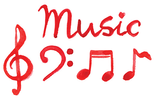 Red notes music symbol set isolated vector. vector