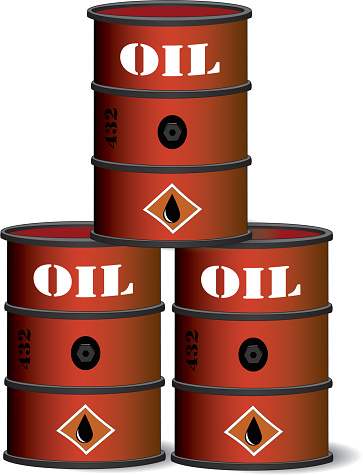 Red oil barrels