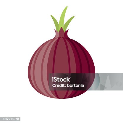 istock Red Onion Flat Design Vegetable Icon 1017915078