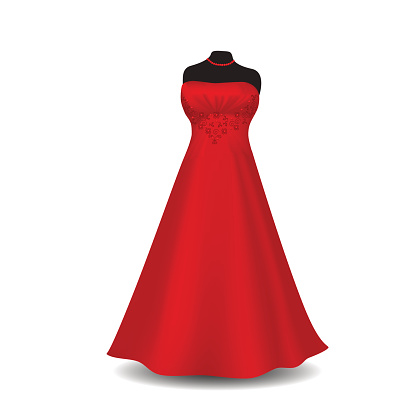 Red Party Dress On A White Background Stock Illustration - Download ...