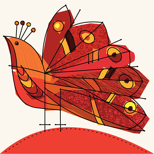 ilustraciones, imágenes clip art, dibujos animados e iconos de stock de rojo de peacock - tintanegra00