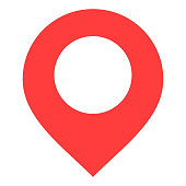 Red pin symbol, flat simple design for web