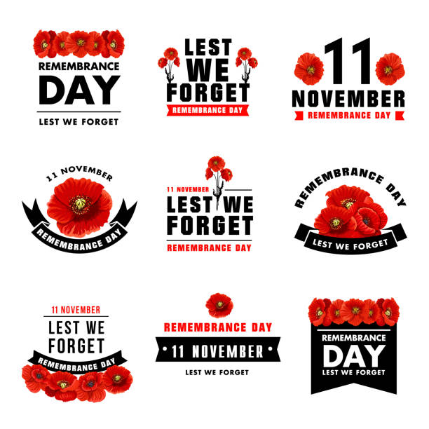 ilustraciones, imágenes clip art, dibujos animados e iconos de stock de icono de flor de amapola roja para el día de la memoria diseño - memorial day