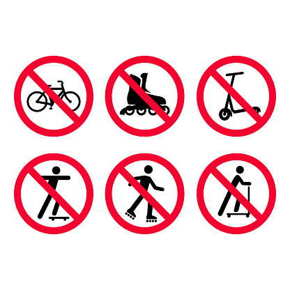 No skating no cycling warning sticker decal 