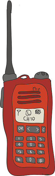 Red radio or walkie-talkie communication hand drawn  ham radio stock illustrations