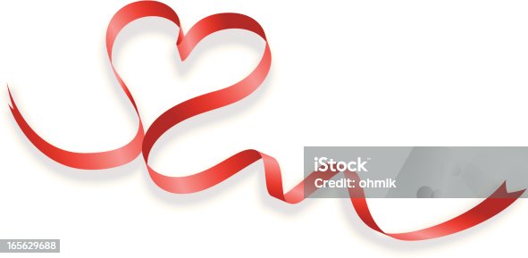 istock Red ribbon making the shape of a heart on a white background 165629688