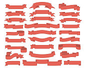 Vector red ribbons set.