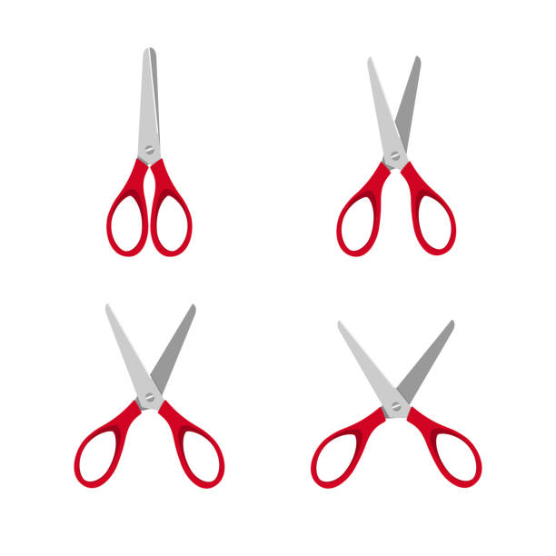 Red scissors set on a white background Red scissors set on a white background. Vector illustration scissors stock illustrations