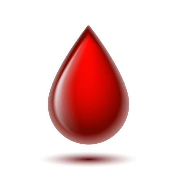 Red shiny drop of blood isolated on white background. Red shiny drop of blood isolated on white background. Vector illustration blood stock illustrations