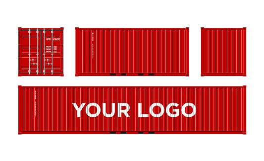 Red Shipping Cargo Container Isolated On White Background Vector