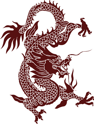  Black danger dragon isolated on white background. vector