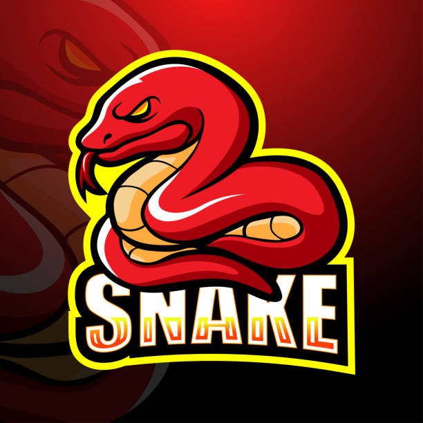 Red snake mascot esport emblem design Vector illustration of Red snake mascot esport emblem design snake head stock illustrations