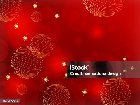 istock Red sparkle background with bokeh lights and gold glowing stars - abstract Christmas theme 1173322036