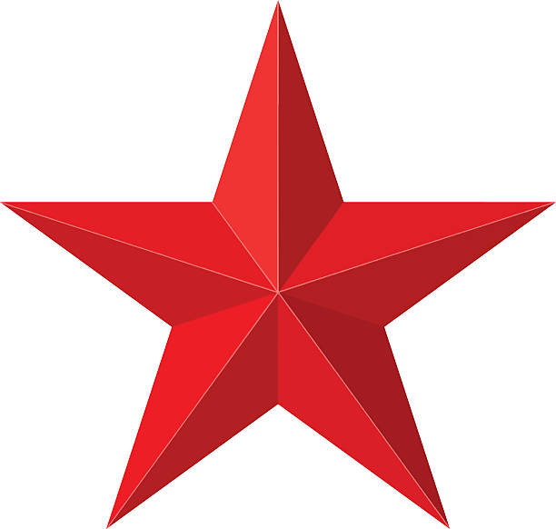 Red star 3D shape RGB vector illustration -  created with gradient mesh, 3D model with studio lighting and pathtracing render used for reference communism stock illustrations