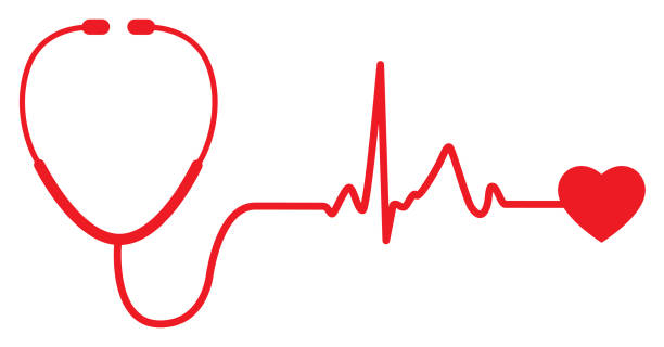 紅色聽診器心脈圖示。 - 聽診器 幅插畫檔、美工圖案、卡通及圖標