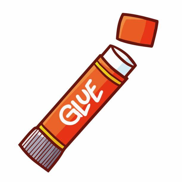 red stick glue for office supplies Cute and funny red stick glue for office supplies - vector glue stick stock illustrations