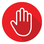 istock Red Stop Hand Icon 1293519892