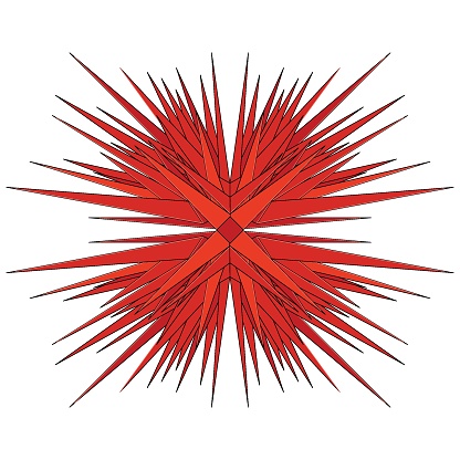 Red thorn shaggy ball. Floral art. Element for design.