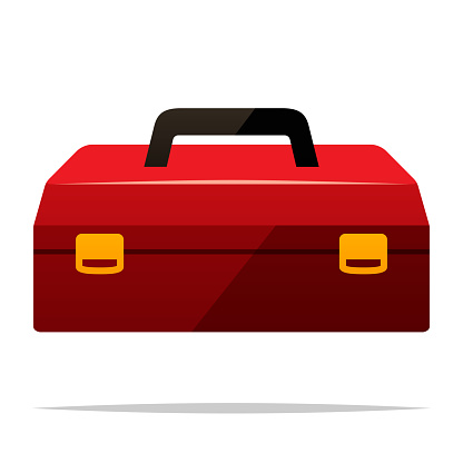 Red toolbox vector isolated illustration