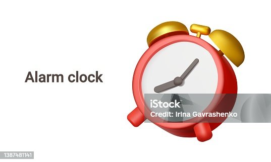 istock Red vintage alarm clock. 3d object on a transparent background 1387481141