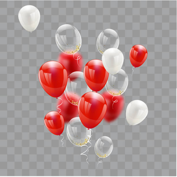 紅色白色氣球，五彩紙屑概念設計 17 8 月獨立紀念日快樂問候背景。慶祝活動向量圖。 - 印尼文化 插圖 幅插畫檔、美工圖案、卡通及圖標