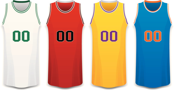 Red, White, Yellow and Blue Basketball Jersey Vector Illustration