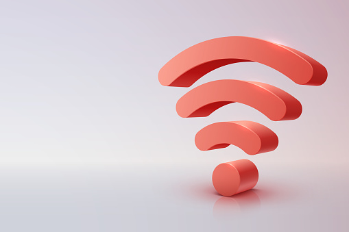 Red wifi sign on white background in vector