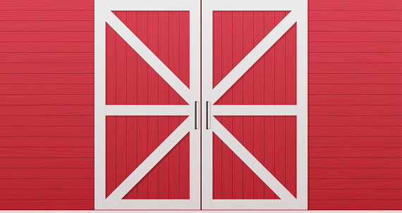 red wooden barn door front side background horizontal