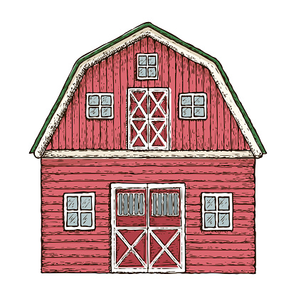 Red wooden farming barn