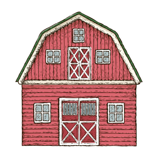Cartoon Of Red Barn Door Illustrations Royalty Free Vector