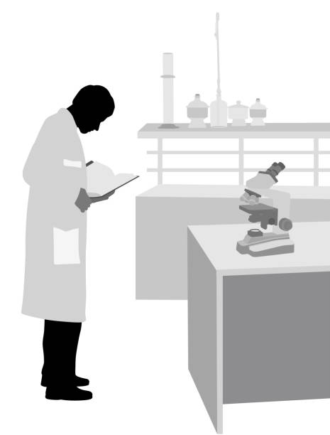 Reference Text A-Digit laboratory silhouettes stock illustrations