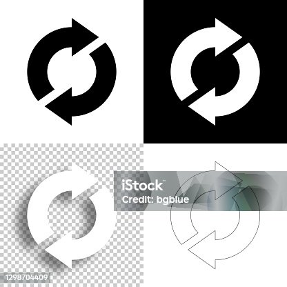 istock Refresh. Icon for design. Blank, white and black backgrounds - Line icon 1298704409