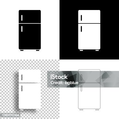 istock Refrigerator. Icon for design. Blank, white and black backgrounds - Line icon 1385910366